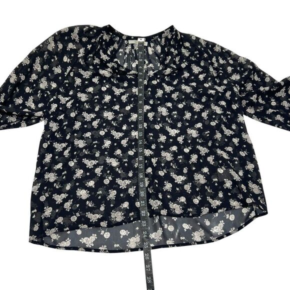 Vince Silk Blouse Size XSmall Semi-Sheer Floral Print - Picture 8 of 12
